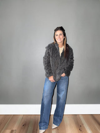 Gray Fleece Half Zip Top