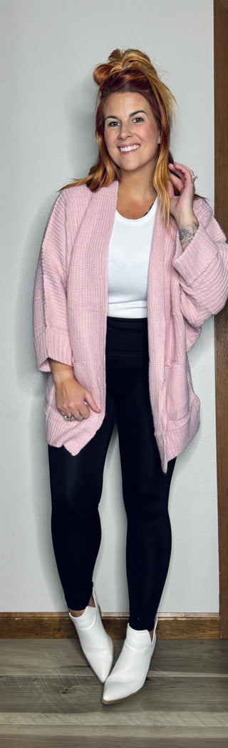 Pink Oversized Cardigan