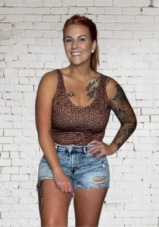 Brown Leopard Print Bodysuit