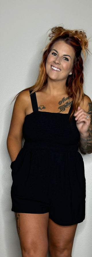 Black Smocked Romper