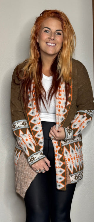 Soft Brown Aztec Cardigan