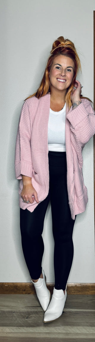 Pink Oversized Cardigan