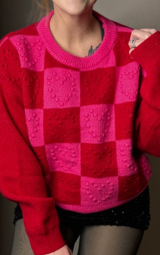 Checkered Heart Sweater