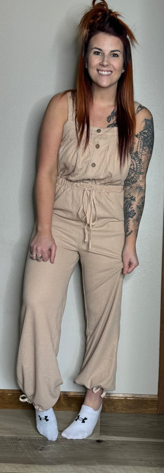 Light Khaki Tie Knot Jumpsuit