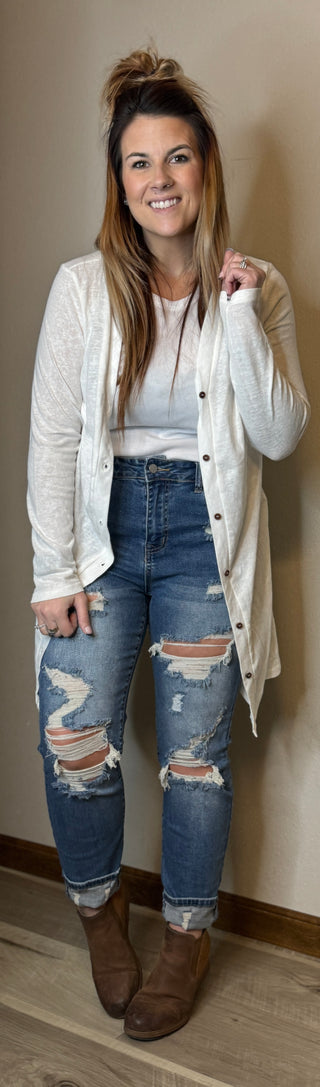 White Lightweight Cardigan