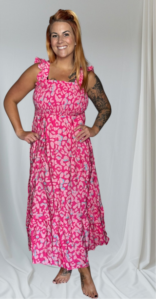 Pink Leopard Long Dress