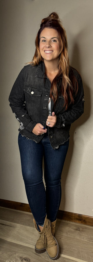 Black Distressed Denim Jacket