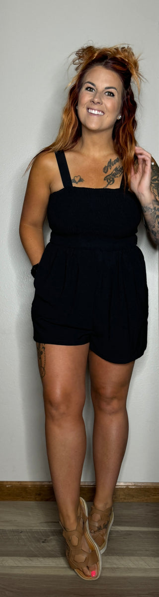 Black Smocked Romper