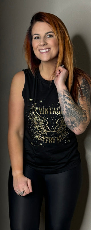 Vintage Country Music Glitter Tank