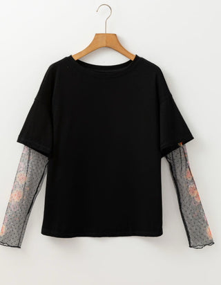 Slight Oversized Black Floral 2 Pc. Tee
