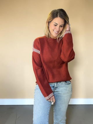 Burgundy Candy Cane Lane Sweater