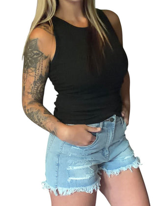 Black Tanktop With Ruched Side Detail