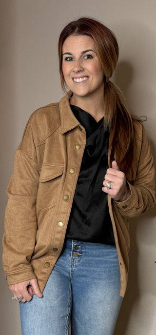 Soft Light Brown Snap Up Jacket