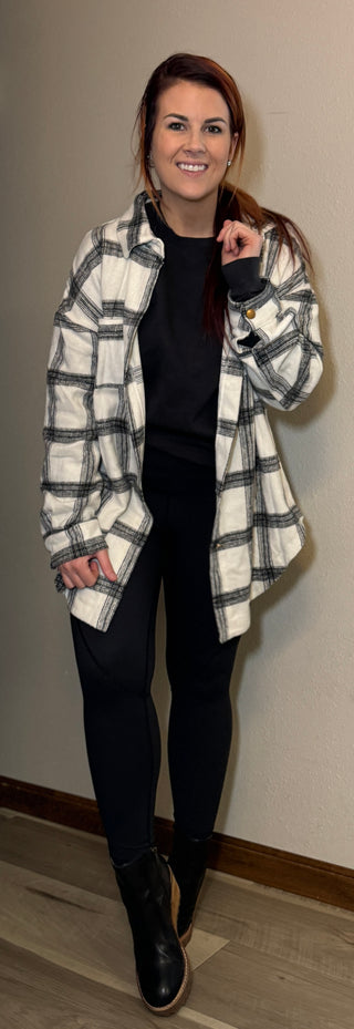 Oversized Black/Ivory Shacket