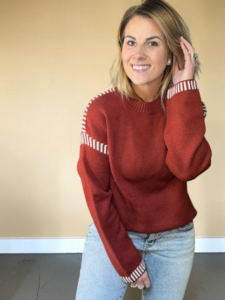 Burgundy Candy Cane Lane Sweater