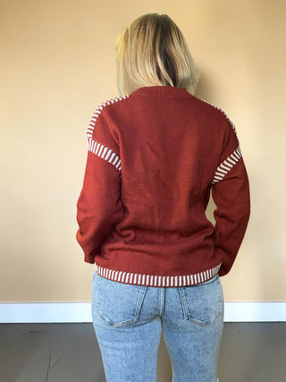 Burgundy Candy Cane Lane Sweater
