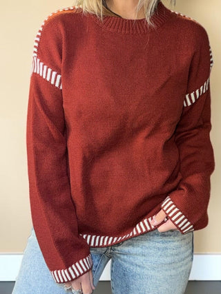 Burgundy Candy Cane Lane Sweater