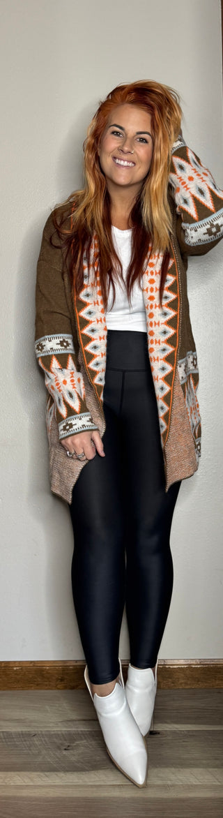 Soft Brown Aztec Cardigan