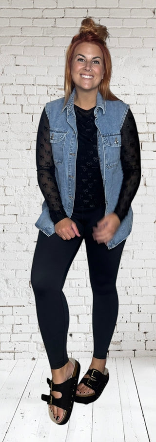 Denim Curved Hem Vest