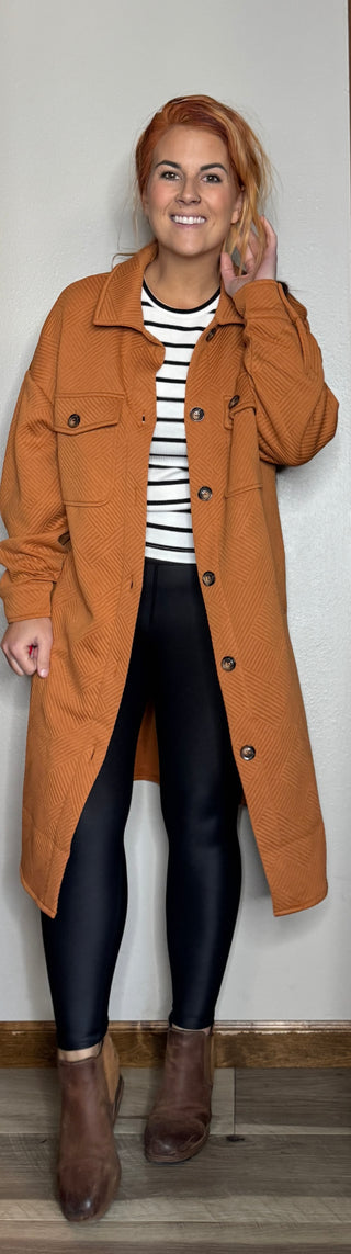 Rust Longline Button Jacket