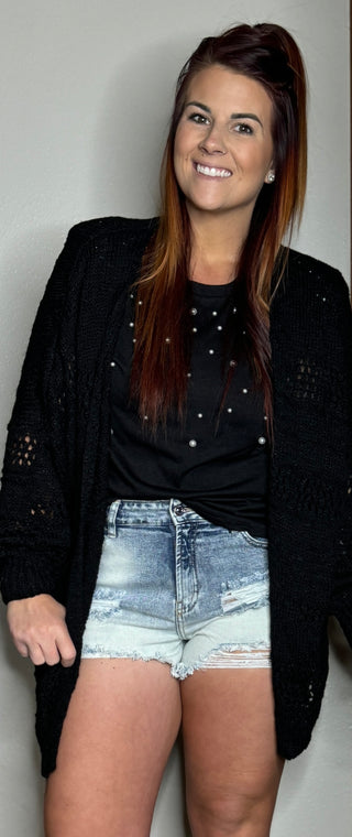 Black Knit Dolman Sleeve Cardigan