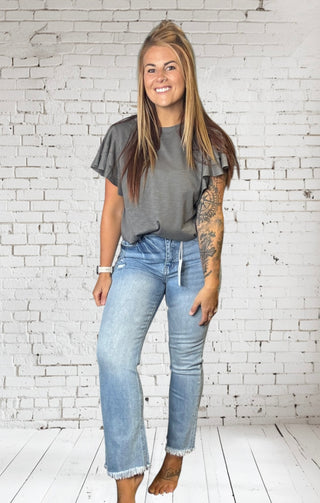 Flutter Sleeve Short Sleeve Top (3 COLORS)