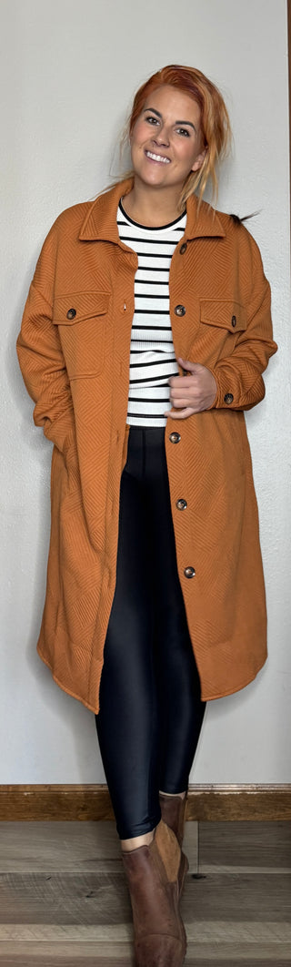 Rust Longline Button Jacket