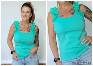 Mint Ruffle Strap Tanktop