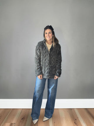 Gray Fleece Half Zip Top