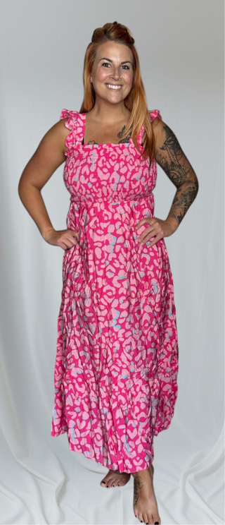 Pink Leopard Long Dress