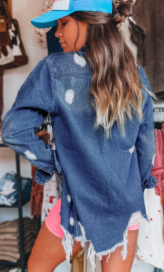 Light Blue Distressed Denim Jacket