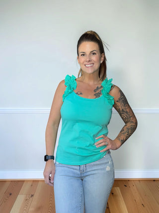 Mint Ruffle Strap Tanktop