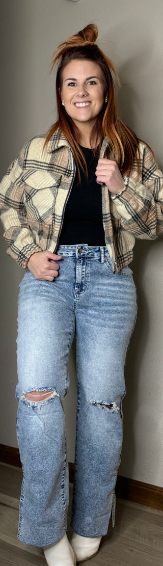 Vintage Paris Plaid Cropped Jacket