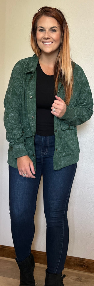 Green Vintage Washed Shacket