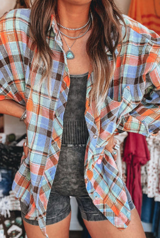 Orange Button Down Flannel