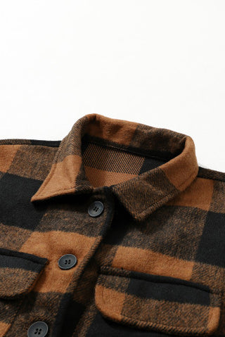 Rust Plaid Button Down Pocket Jacket