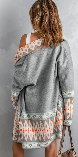 Soft Gray Aztec Cardigan