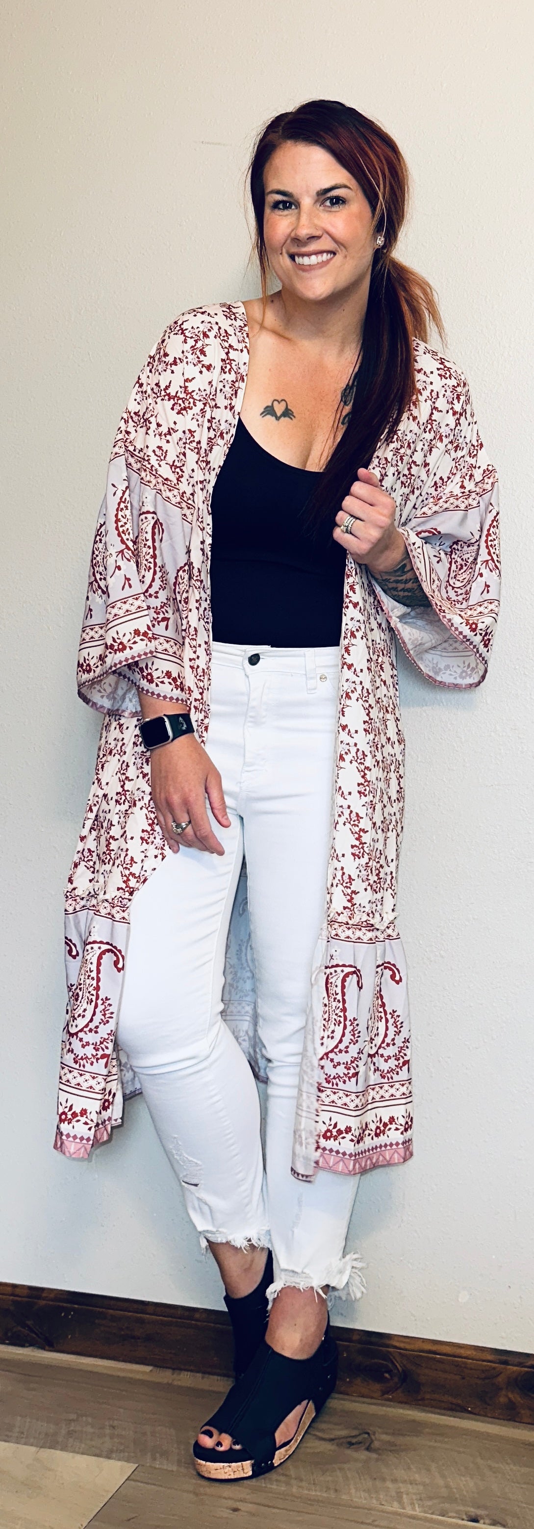 White sales boho cardigan