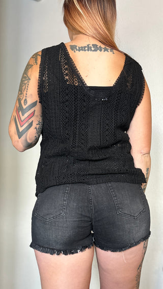 Lace Crochet Open Back Tank