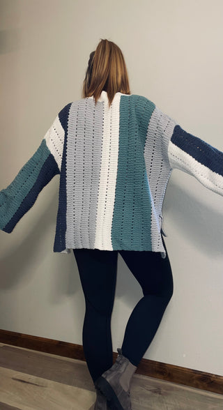 Green/Navy Multi Chenille Sweater